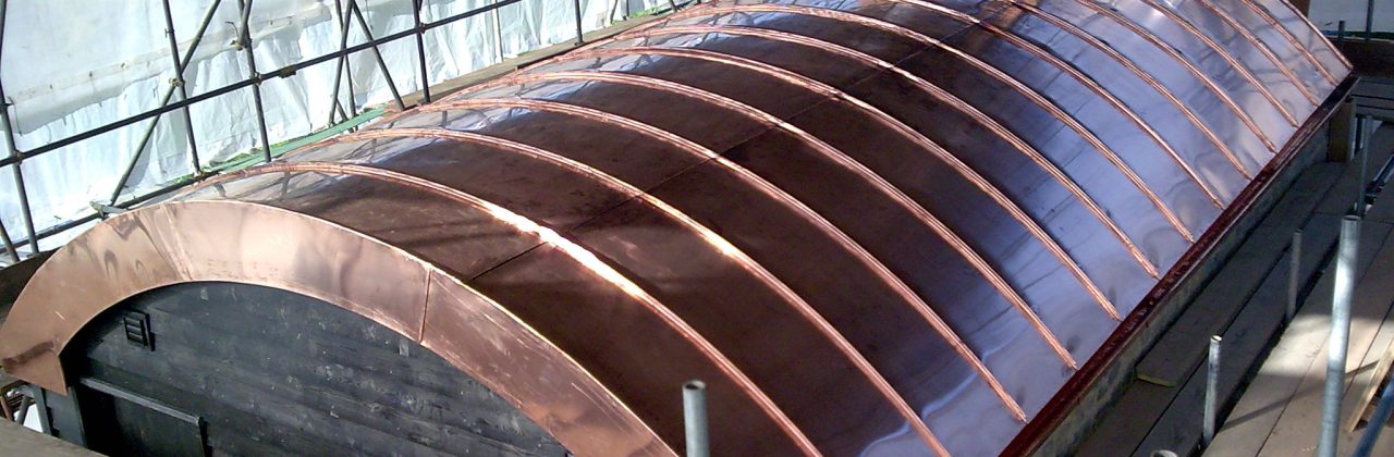 Vaulted copper roof for swimming pool house