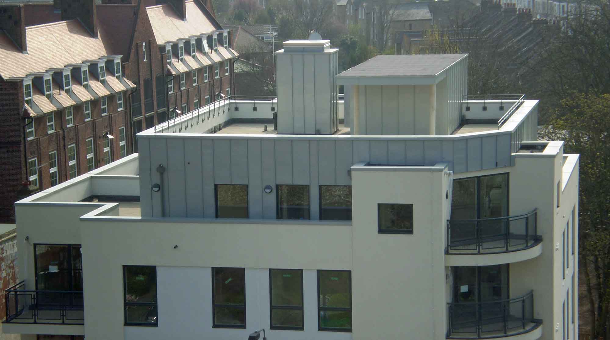 Zinc cladding on London apartment block Metal Roof Ltd