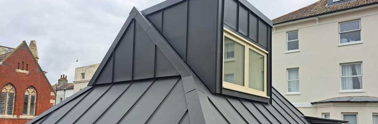 Zinc Roof on Compact House in Eastbourne